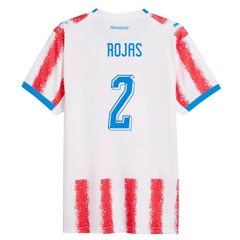 Danxen Barn Paraguay Robert Rojas #2 Vit Röd Blå Hemmatröja Matchtröjor 26-28 Tröjor T-Tröja