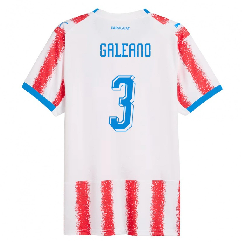 Danxen Barn Paraguay Fernando Galeano #3 Vit Röd Blå Hemmatröja Matchtröjor 26-28 Tröjor T-Tröja