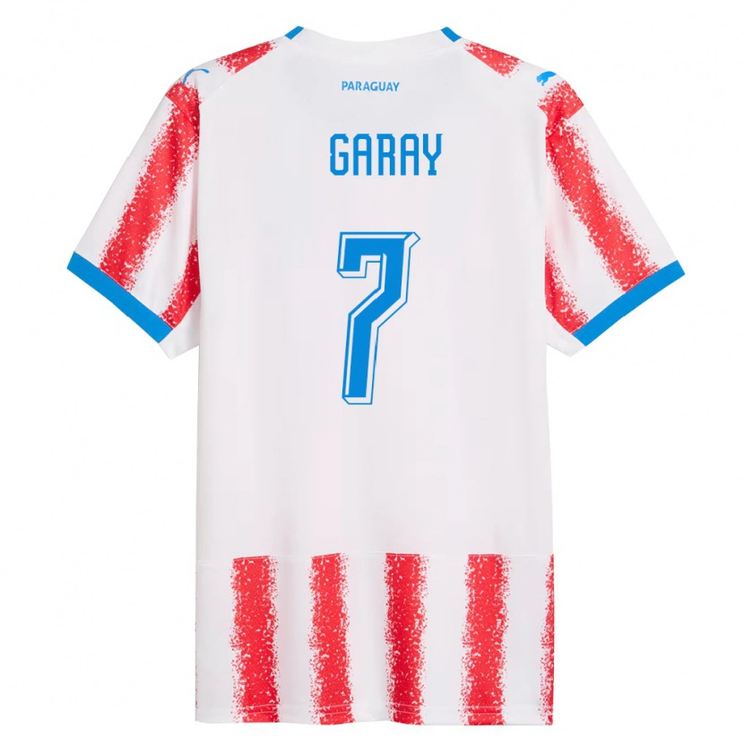 Danxen Barn Paraguay Griselda Garay #7 Vit Röd Blå Hemmatröja Matchtröjor 26-28 Tröjor T-Tröja