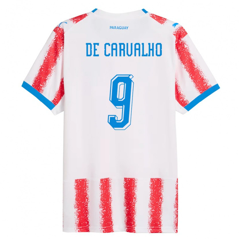 Danxen Barn Paraguay Mauricio De Carvalho #9 Vit Röd Blå Hemmatröja Matchtröjor 26-28 Tröjor T-Tröja