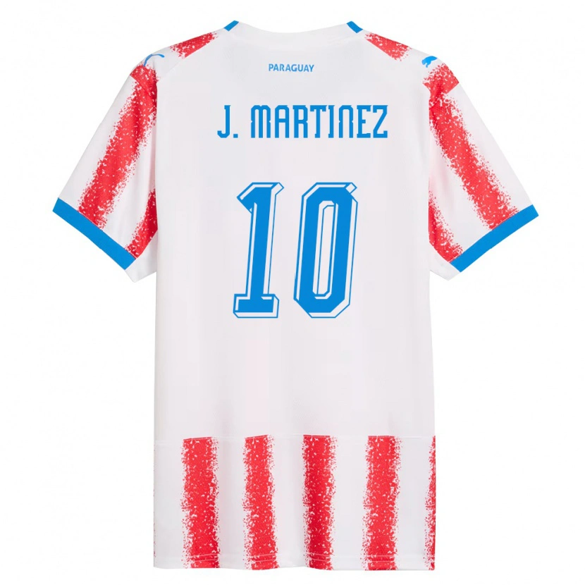 Danxen Barn Paraguay Jessica Martínez #10 Vit Röd Blå Hemmatröja Matchtröjor 26-28 Tröjor T-Tröja