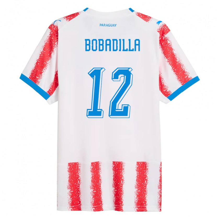 Danxen Barn Paraguay Alicia Bobadilla #12 Vit Röd Blå Hemmatröja Matchtröjor 26-28 Tröjor T-Tröja