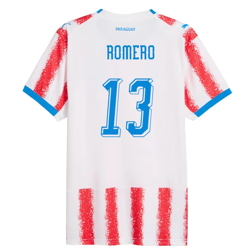 Danxen Barn Paraguay Lucas Romero #13 Vit Röd Blå Hemmatröja Matchtröjor 26-28 Tröjor T-Tröja