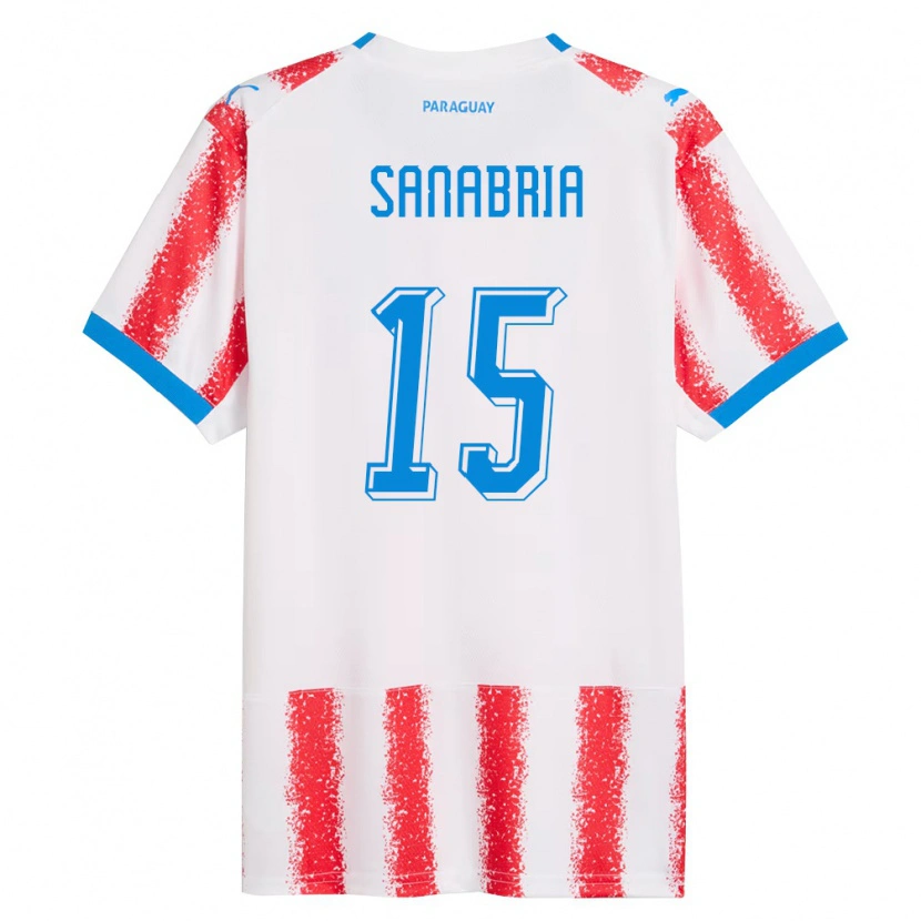 Danxen Barn Paraguay Aldo Sanabria #15 Vit Röd Blå Hemmatröja Matchtröjor 26-28 Tröjor T-Tröja