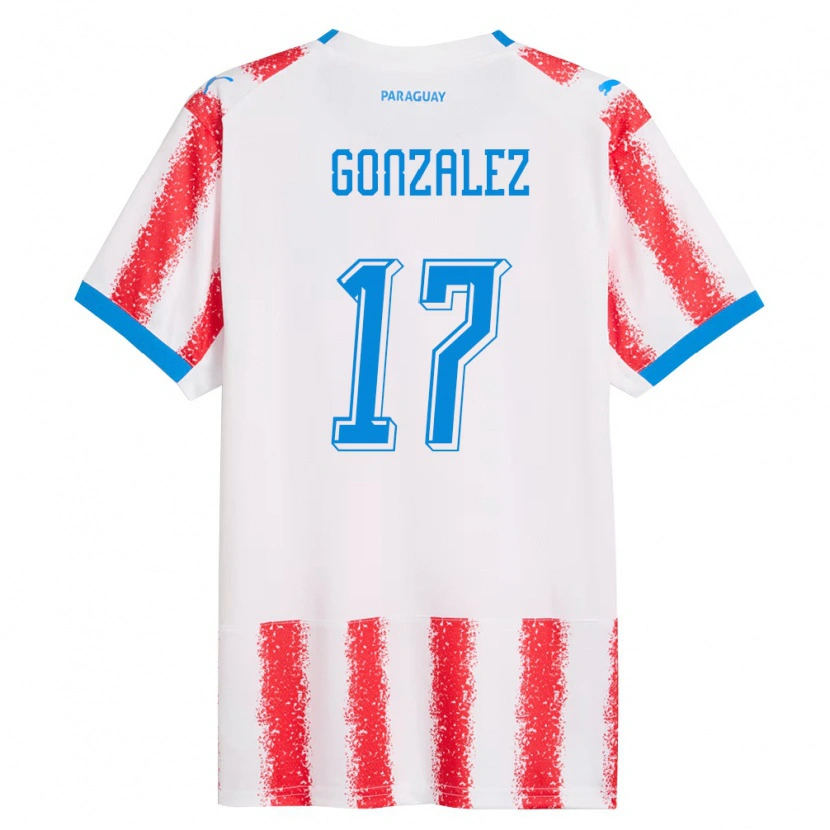 Danxen Barn Paraguay Lourdes González #17 Vit Röd Blå Hemmatröja Matchtröjor 26-28 Tröjor T-Tröja