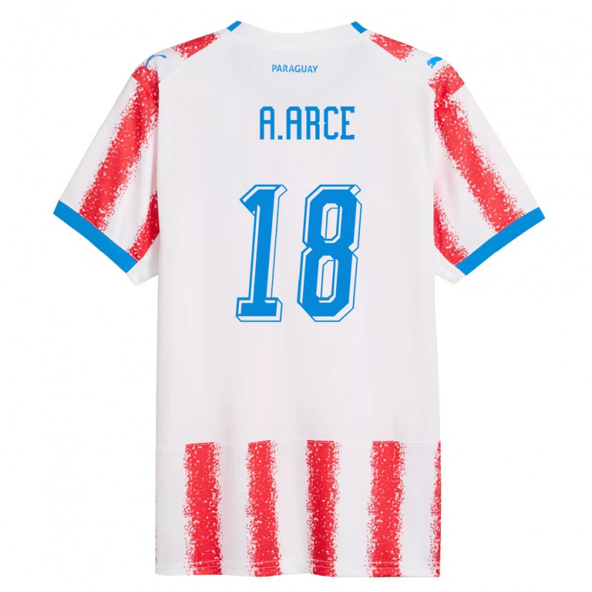 Danxen Barn Paraguay Álex Arce #18 Vit Röd Blå Hemmatröja Matchtröjor 26-28 Tröjor T-Tröja