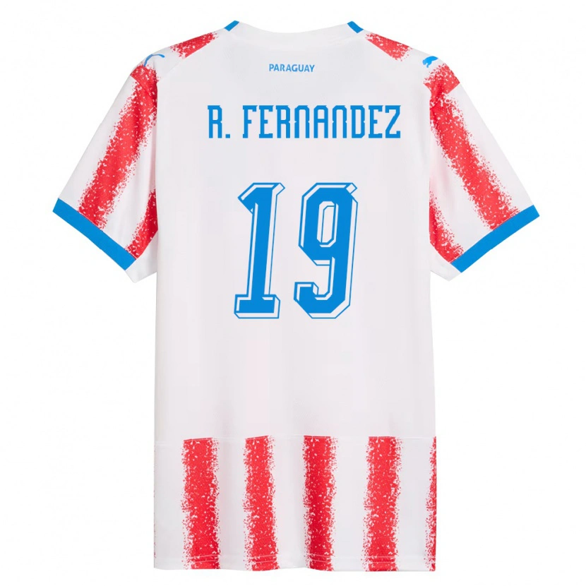 Danxen Barn Paraguay Rebeca Fernández #19 Vit Röd Blå Hemmatröja Matchtröjor 26-28 Tröjor T-Tröja