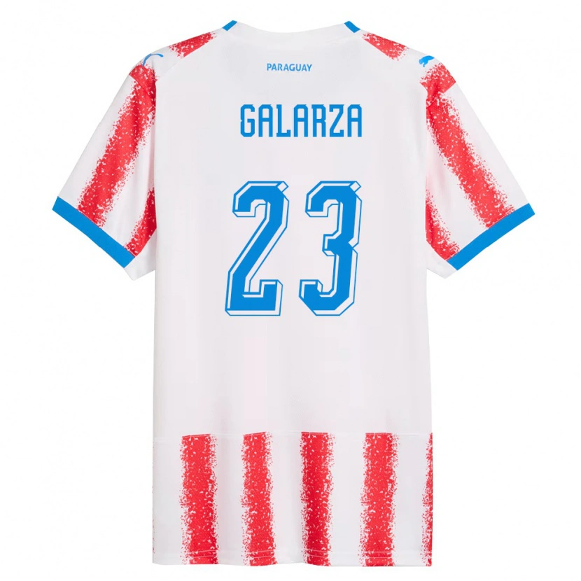Danxen Barn Paraguay Matías Galarza #23 Vit Röd Blå Hemmatröja Matchtröjor 26-28 Tröjor T-Tröja