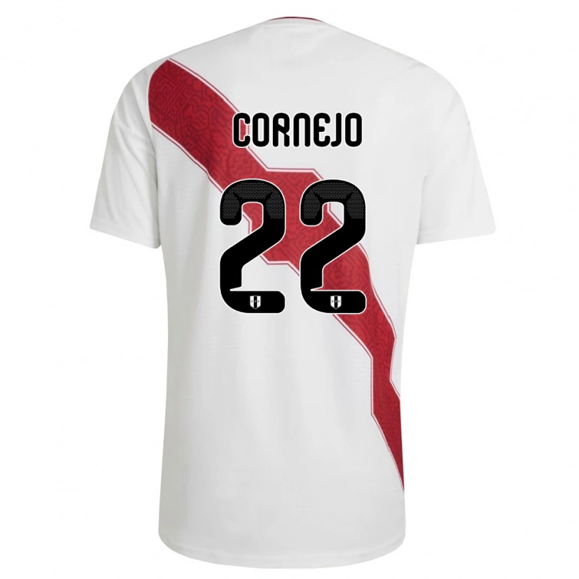 Danxen Barn Peru Sebastián Cornejo #22 Vit Röd Svart Hemmatröja Matchtröjor 26-28 Tröjor T-Tröja