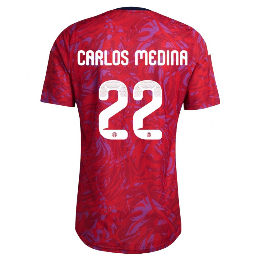 Danxen Barn Costa Rica Luis Carlos Medina #22 Röd Lila Marin Hemmatröja Matchtröjor 26-28 Tröjor T-Tröja