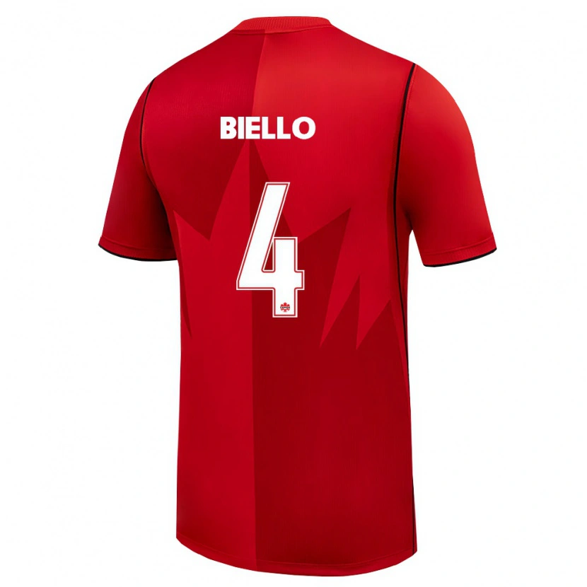 Danxen Barn Kanada Alessandro Biello #4 Röd Vit Hemmatröja Matchtröjor 26-28 Tröjor T-Tröja