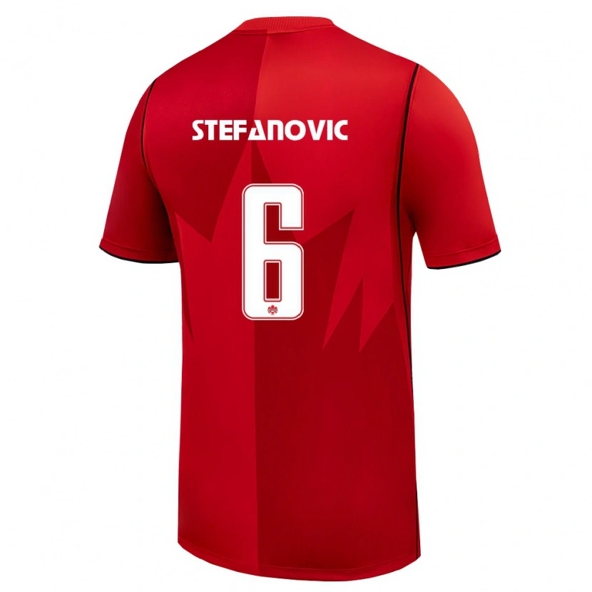 Danxen Barn Kanada Lazar Stefanovic #6 Röd Vit Hemmatröja Matchtröjor 26-28 Tröjor T-Tröja