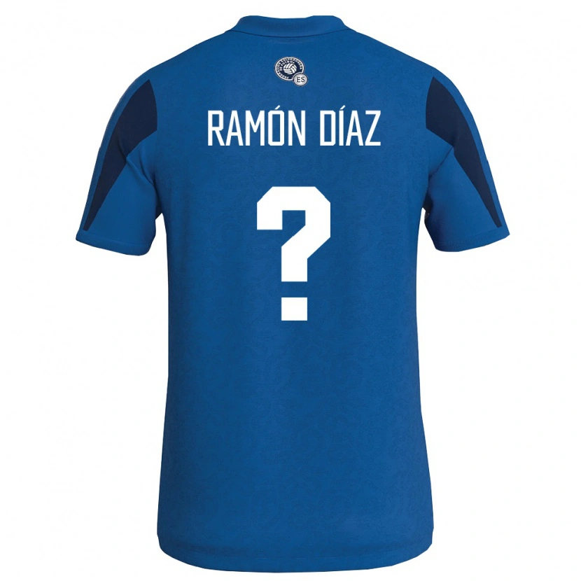 Danxen Barn El Salvador Ramón Díaz #0 Blå Marin Hemmatröja Matchtröjor 26-28 Tröjor T-Tröja