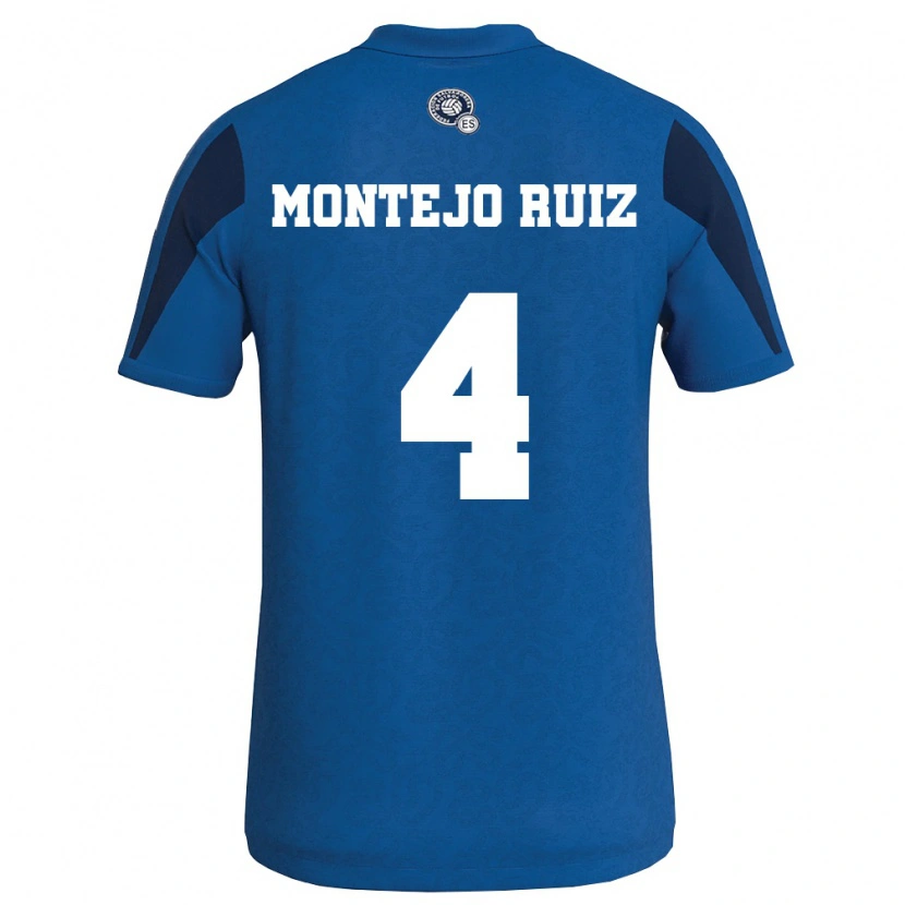 Danxen Barn El Salvador David Montejo Ruiz #4 Blå Marin Hemmatröja Matchtröjor 26-28 Tröjor T-Tröja