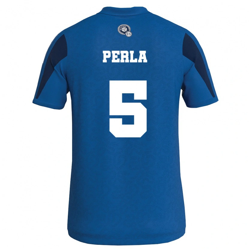 Danxen Barn El Salvador Jefferson Perla #5 Blå Marin Hemmatröja Matchtröjor 26-28 Tröjor T-Tröja