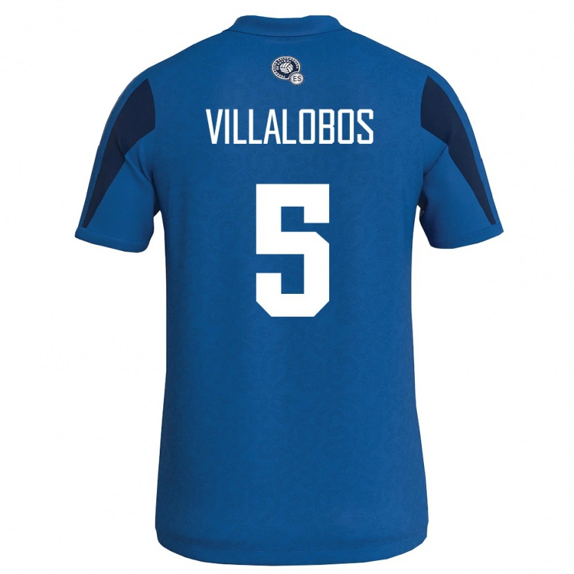 Danxen Barn El Salvador Kristian Villalobos #5 Blå Marin Hemmatröja Matchtröjor 26-28 Tröjor T-Tröja