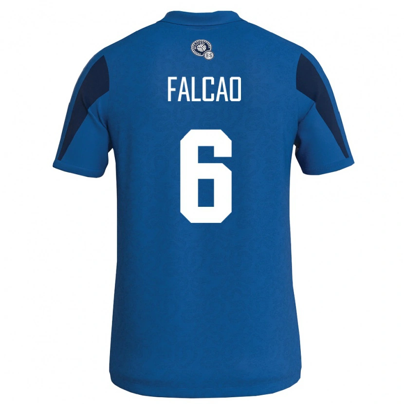 Danxen Barn El Salvador Kiano Falcao #6 Blå Marin Hemmatröja Matchtröjor 26-28 Tröjor T-Tröja