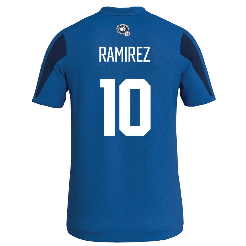 Danxen Barn El Salvador Jayson Ramirez #10 Blå Marin Hemmatröja Matchtröjor 26-28 Tröjor T-Tröja