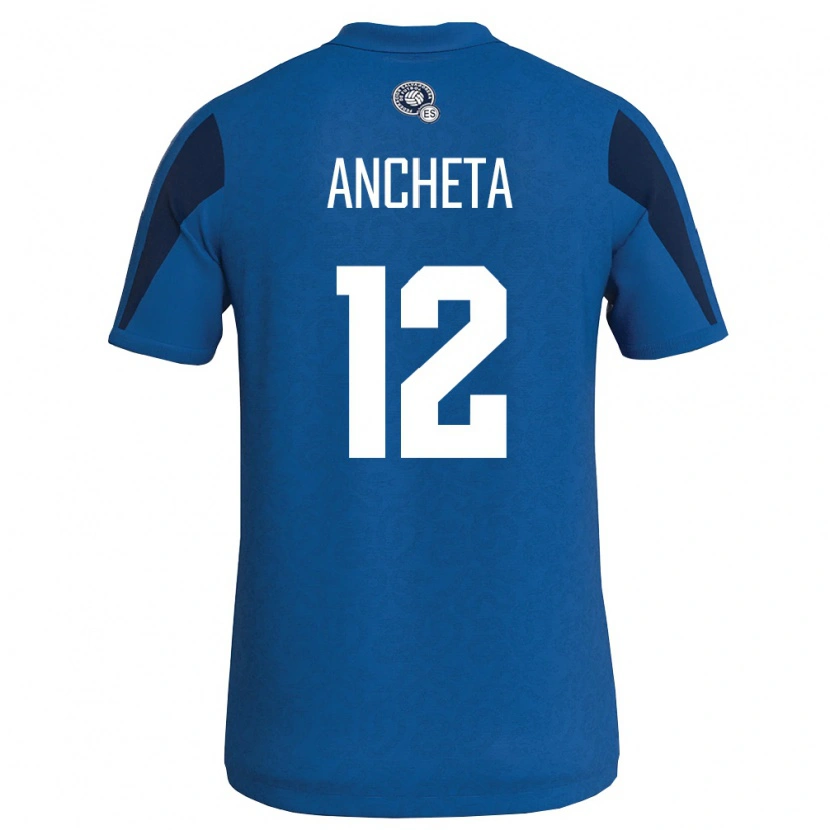 Danxen Barn El Salvador Jeffren Ancheta #12 Blå Marin Hemmatröja Matchtröjor 26-28 Tröjor T-Tröja