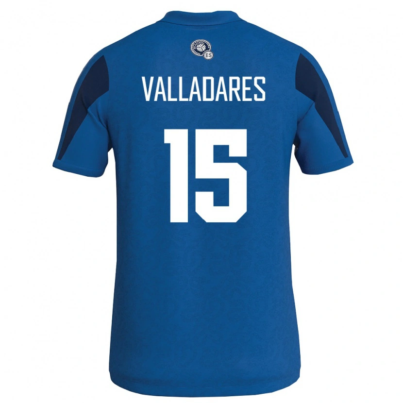 Danxen Barn El Salvador Jefferson Valladares #15 Blå Marin Hemmatröja Matchtröjor 26-28 Tröjor T-Tröja