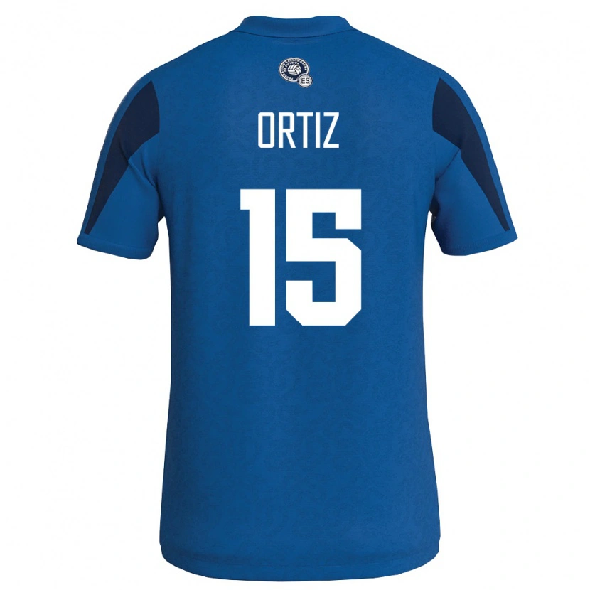 Danxen Barn El Salvador Edwin Ortiz #15 Blå Marin Hemmatröja Matchtröjor 26-28 Tröjor T-Tröja