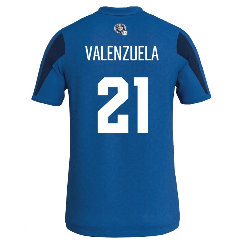 Danxen Barn El Salvador Ana Valenzuela #21 Blå Marin Hemmatröja Matchtröjor 26-28 Tröjor T-Tröja