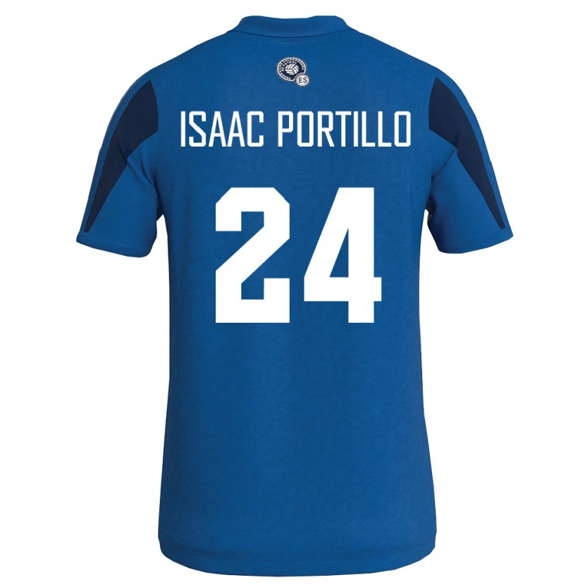 Danxen Barn El Salvador José Isaac Portillo #24 Blå Marin Hemmatröja Matchtröjor 26-28 Tröjor T-Tröja