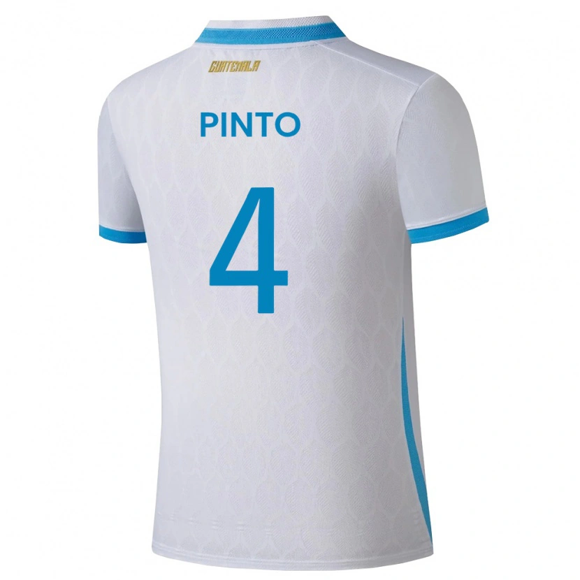 Danxen Barn Gwatemala José Carlos Pinto #4 Vit Himmelblå Guld Hemmatröja Matchtröjor 26-28 Tröjor T-Tröja