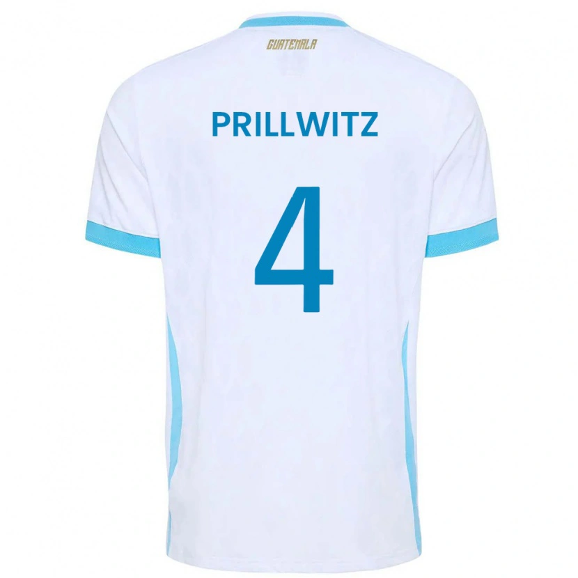 Danxen Barn Gwatemala Héctor Prillwitz #4 Vit Himmelblå Guld Hemmatröja Matchtröjor 26-28 Tröjor T-Tröja