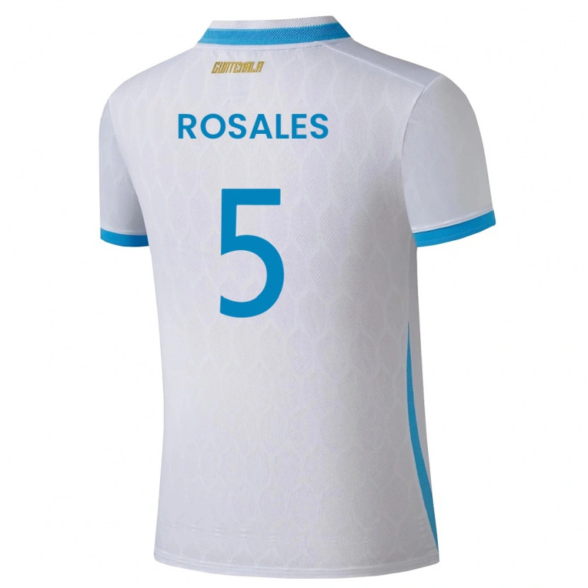 Danxen Barn Gwatemala José Rosales #5 Vit Himmelblå Guld Hemmatröja Matchtröjor 26-28 Tröjor T-Tröja