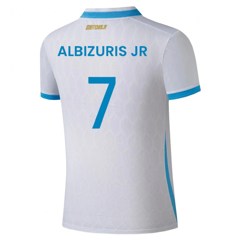 Danxen Barn Gwatemala Claudio Albizuris Jr #7 Vit Himmelblå Guld Hemmatröja Matchtröjor 26-28 Tröjor T-Tröja