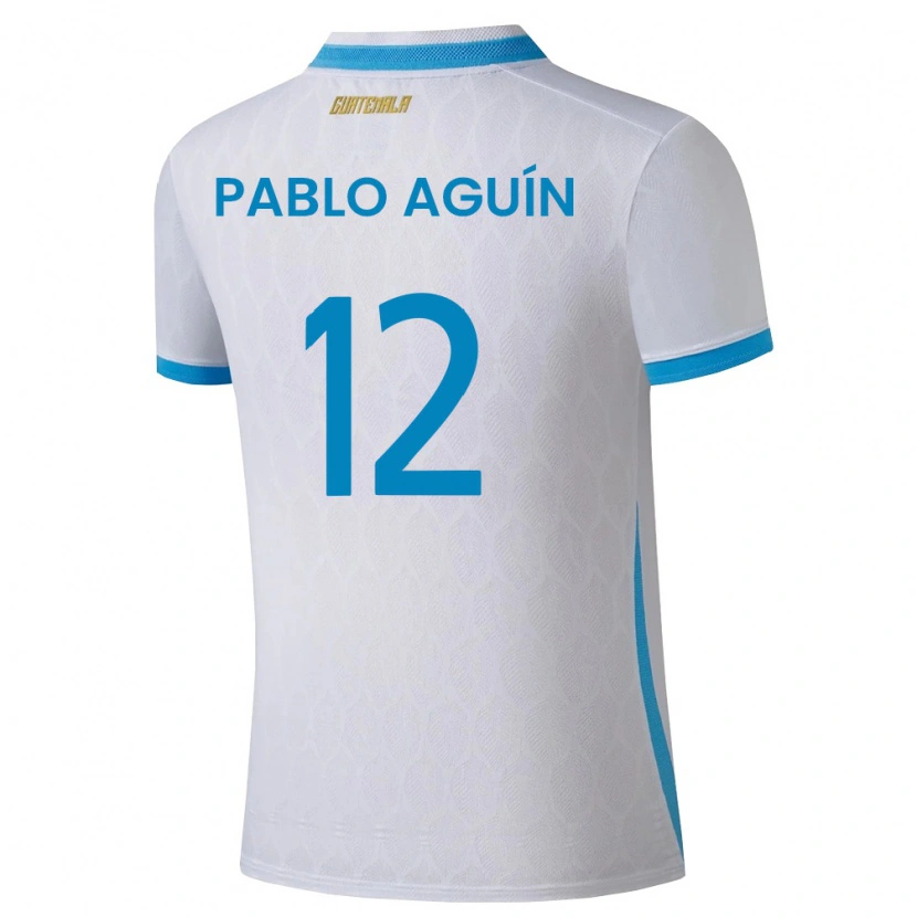 Danxen Barn Gwatemala Luis Pablo Aguín #12 Vit Himmelblå Guld Hemmatröja Matchtröjor 26-28 Tröjor T-Tröja