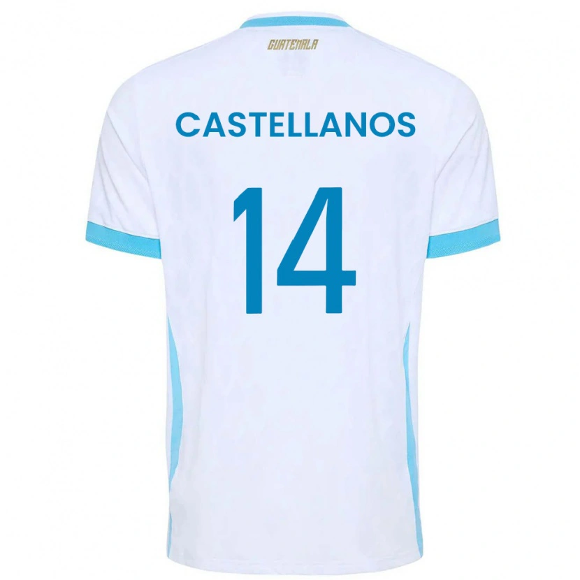 Danxen Barn Gwatemala Jorge Castellanos #14 Vit Himmelblå Guld Hemmatröja Matchtröjor 26-28 Tröjor T-Tröja