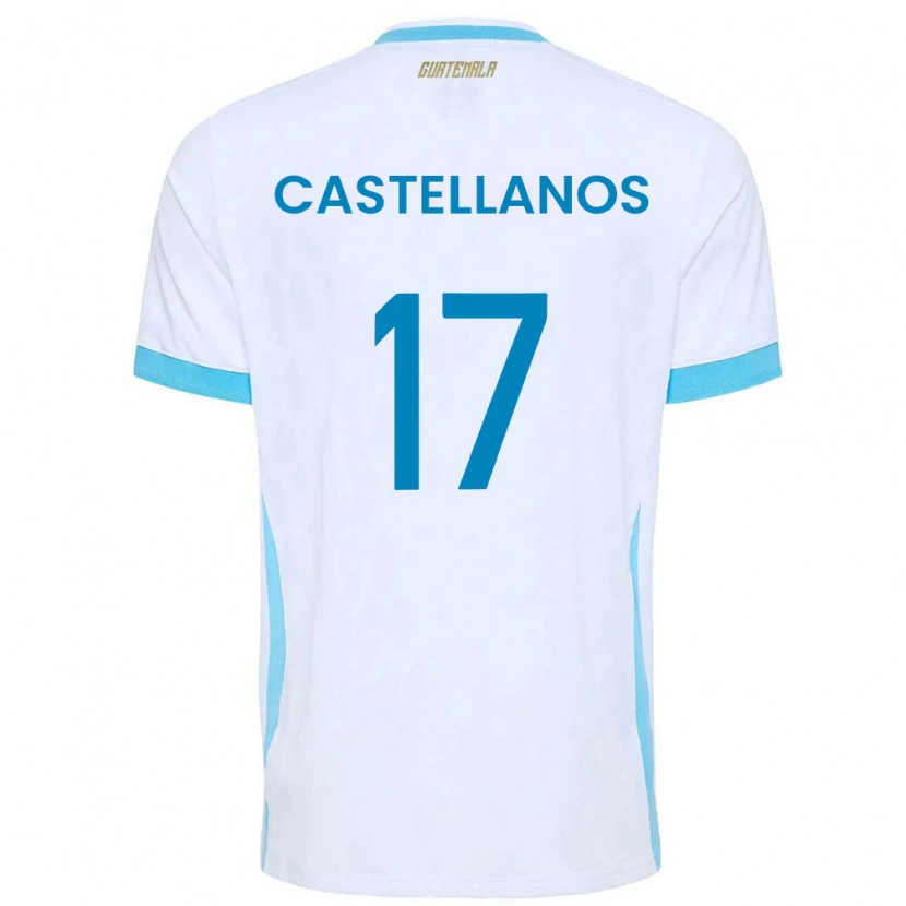Danxen Barn Gwatemala Óscar Castellanos #17 Vit Himmelblå Guld Hemmatröja Matchtröjor 26-28 Tröjor T-Tröja