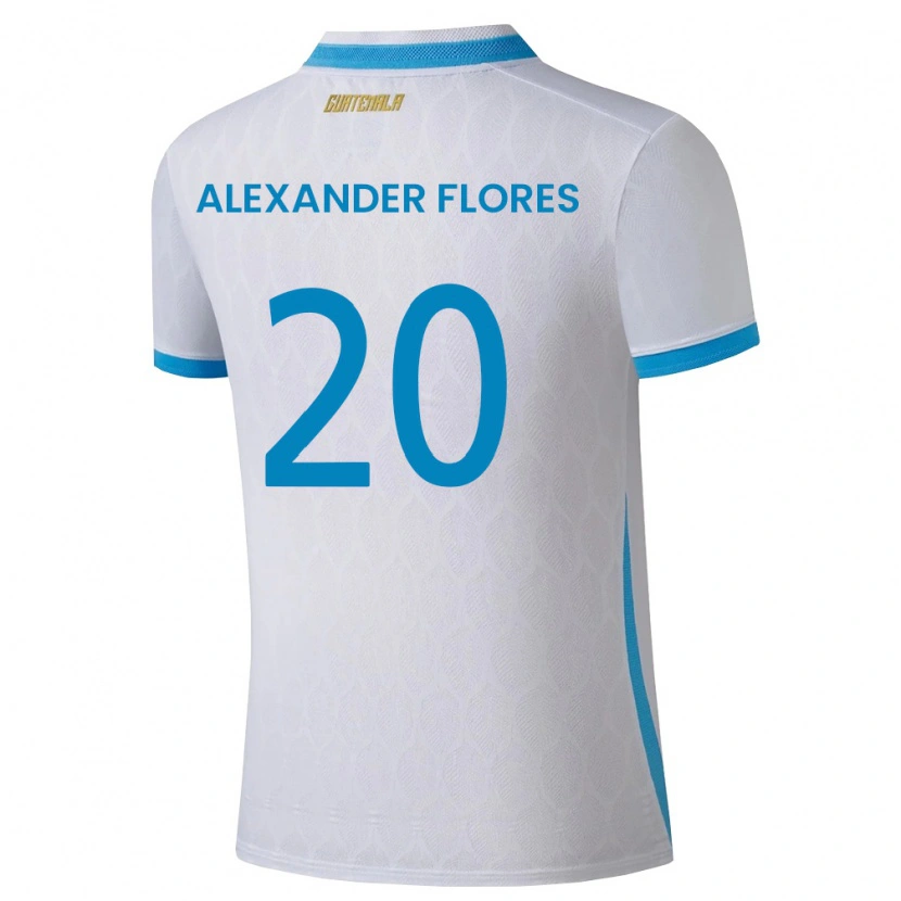 Danxen Barn Gwatemala Luis Alexander Flores #20 Vit Himmelblå Guld Hemmatröja Matchtröjor 26-28 Tröjor T-Tröja
