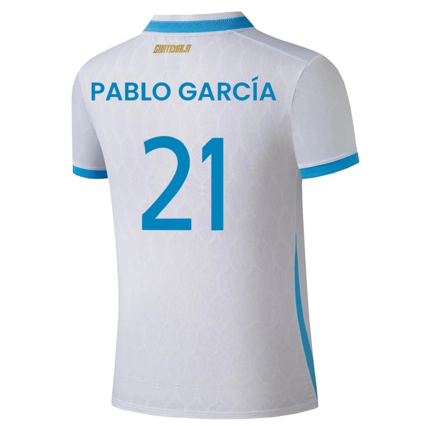 Danxen Barn Gwatemala José Pablo García #21 Vit Himmelblå Guld Hemmatröja Matchtröjor 26-28 Tröjor T-Tröja