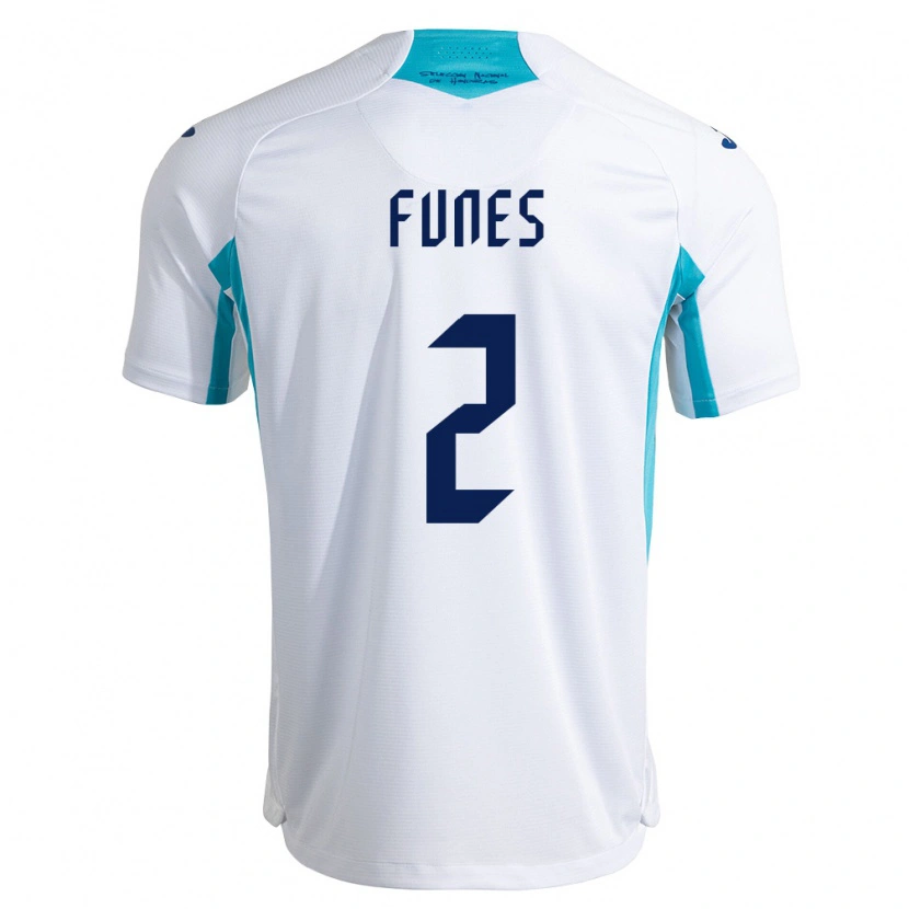 Danxen Barn Honduras Kevin Funes #2 Vit Blå Himmelblå Hemmatröja Matchtröjor 26-28 Tröjor T-Tröja