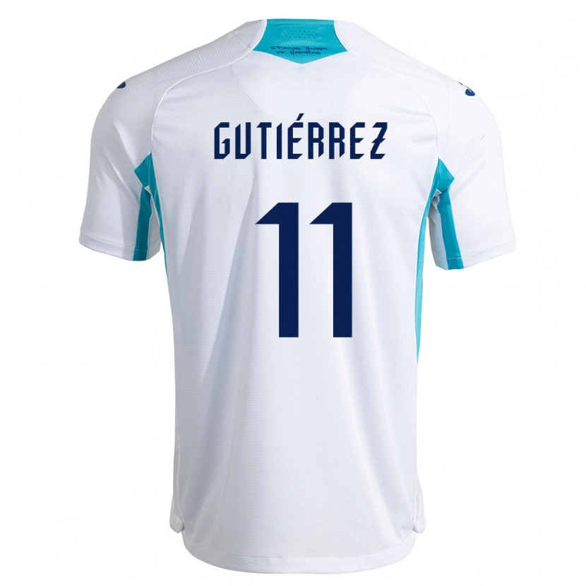 Danxen Barn Honduras José Gutiérrez #11 Vit Blå Himmelblå Hemmatröja Matchtröjor 26-28 Tröjor T-Tröja