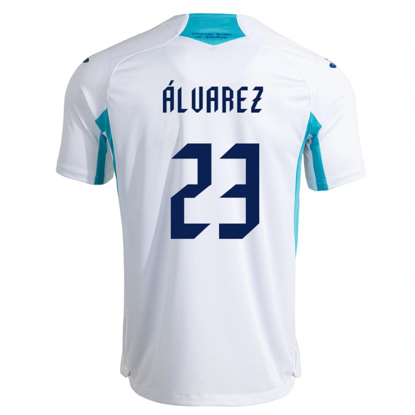 Danxen Barn Honduras Jorge Álvarez #23 Vit Blå Himmelblå Hemmatröja Matchtröjor 26-28 Tröjor T-Tröja