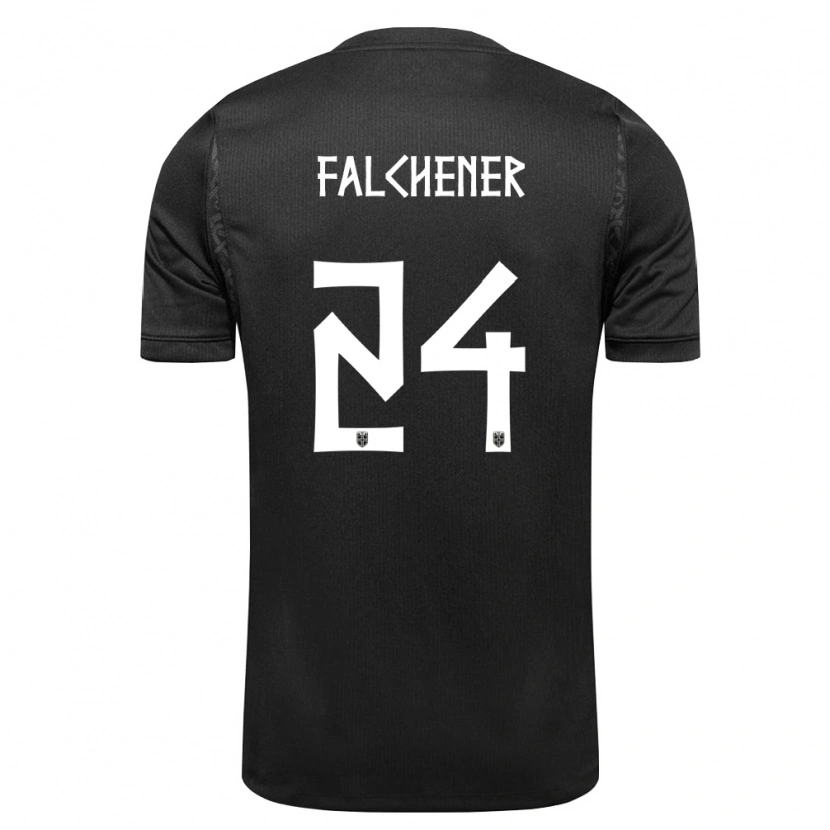 Danxen Barn Norge Henrik Falchener #24 Svart Bortatröja Matchtröjor 26-28 Tröjor T-Tröja