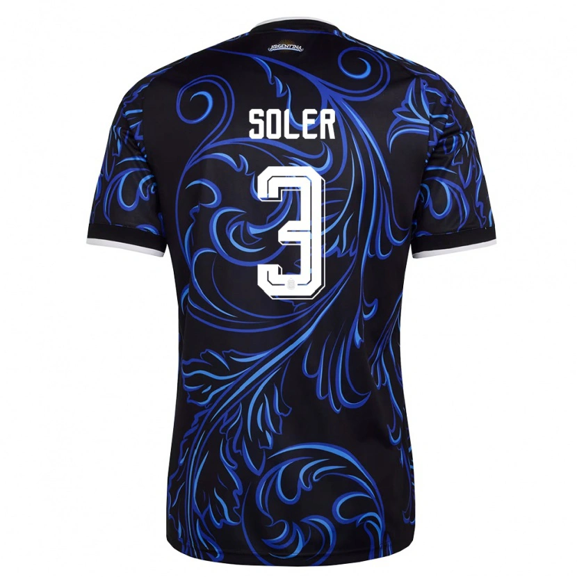 Danxen Barn Argentina Julio Soler #3 Svart Vit Himmelblå Bortatröja Matchtröjor 26-28 Tröjor T-Tröja