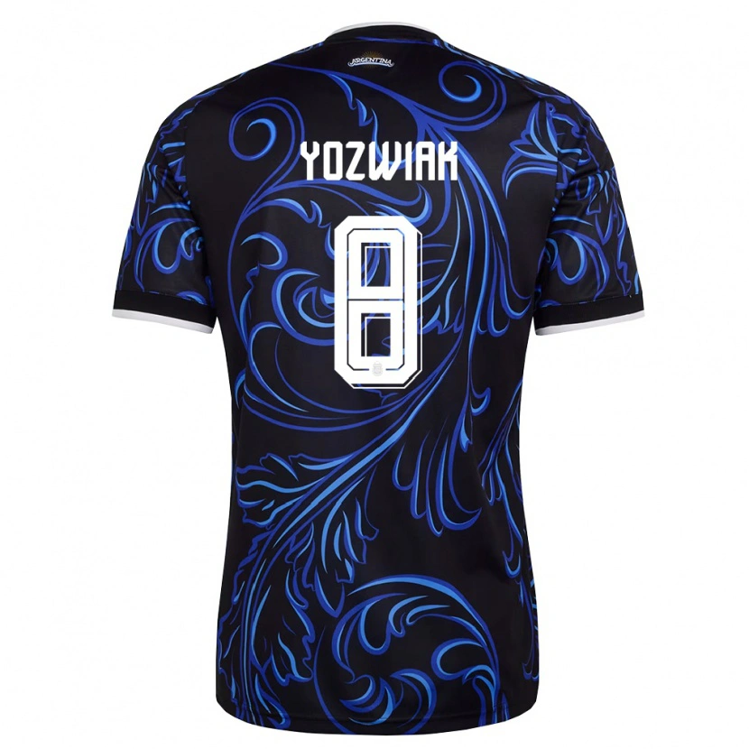 Danxen Barn Argentina Facundo Yozwiak #8 Svart Vit Himmelblå Bortatröja Matchtröjor 26-28 Tröjor T-Tröja