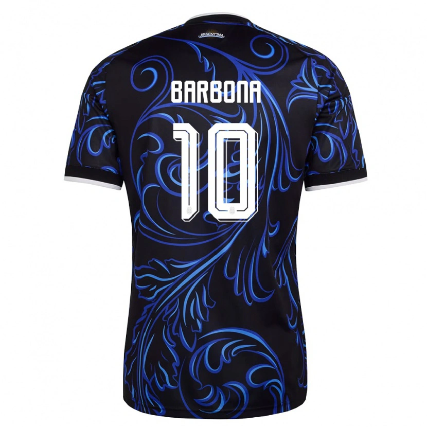 Danxen Barn Argentina Iván Barbona #10 Svart Vit Himmelblå Bortatröja Matchtröjor 26-28 Tröjor T-Tröja