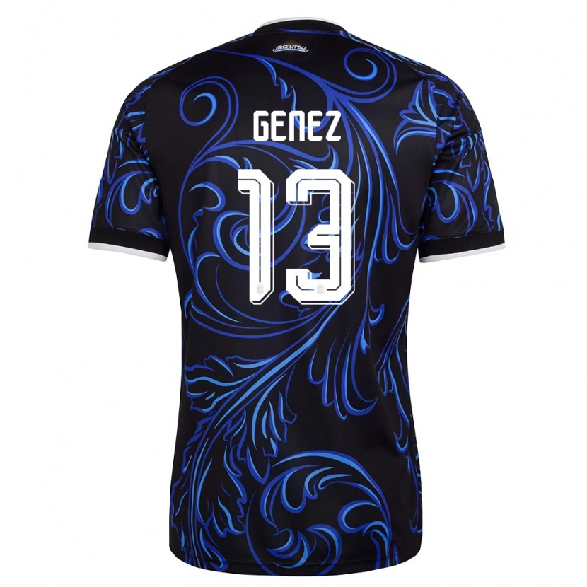 Danxen Barn Argentina Nahuel Genez #13 Svart Vit Himmelblå Bortatröja Matchtröjor 26-28 Tröjor T-Tröja