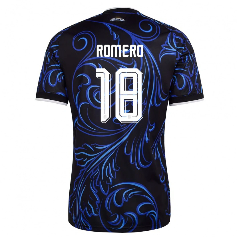 Danxen Barn Argentina Luka Romero #18 Svart Vit Himmelblå Bortatröja Matchtröjor 26-28 Tröjor T-Tröja