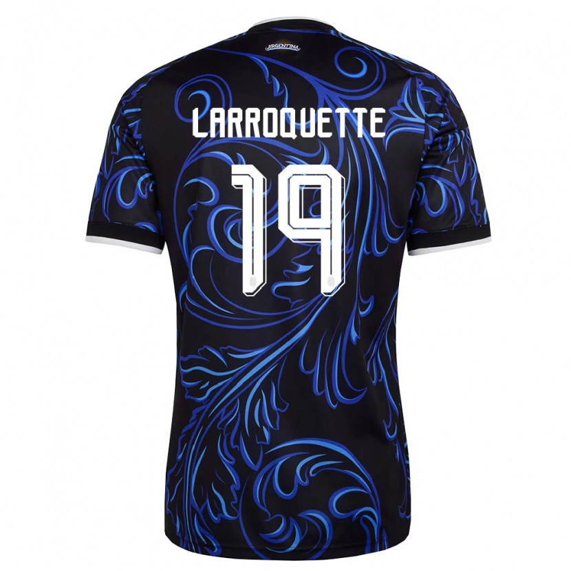 Danxen Barn Argentina Mariana Larroquette #19 Svart Vit Himmelblå Bortatröja Matchtröjor 26-28 Tröjor T-Tröja