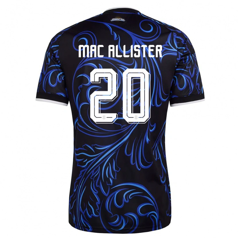 Danxen Barn Argentina Alexis Mac Allister #20 Svart Vit Himmelblå Bortatröja Matchtröjor 26-28 Tröjor T-Tröja