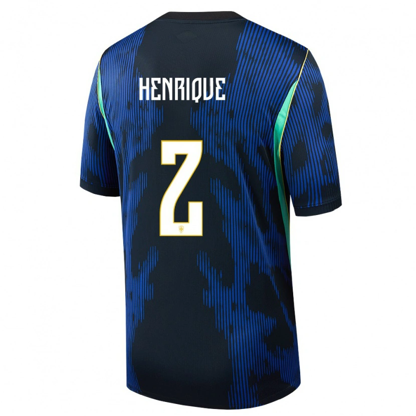 Danxen Barn Brasilien Henrique #2 Blå Marin Gul Bortatröja Matchtröjor 26-28 Tröjor T-Tröja