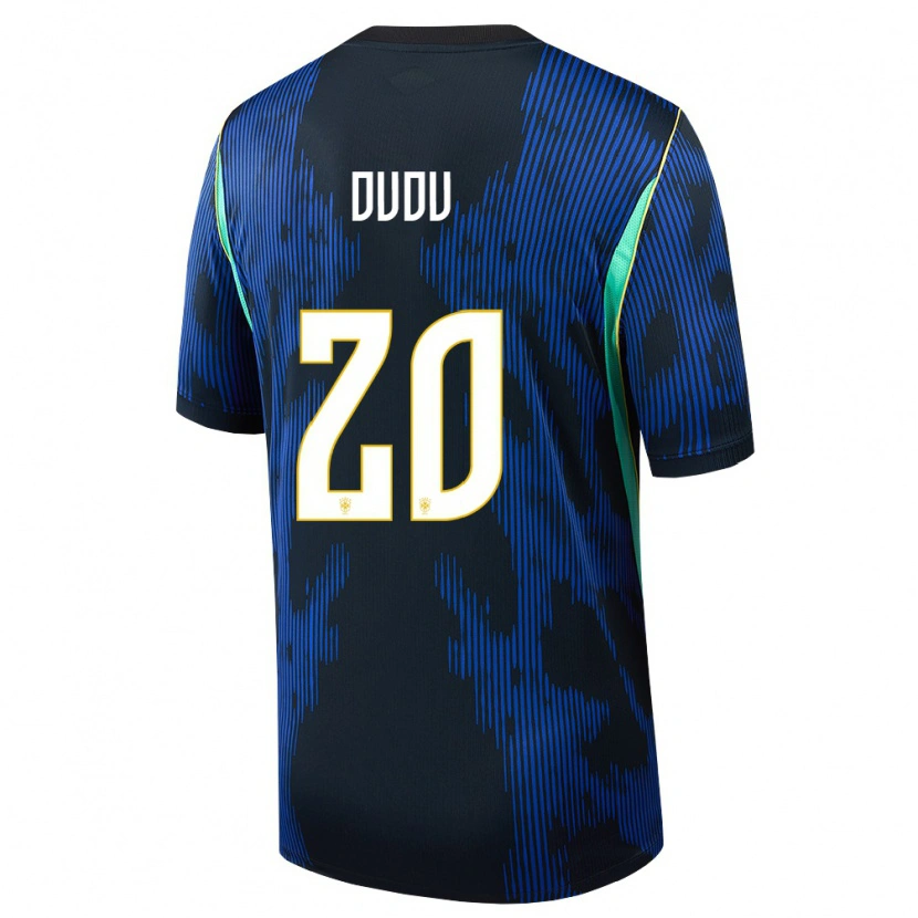 Danxen Barn Brasilien Dudu #20 Blå Marin Gul Bortatröja Matchtröjor 26-28 Tröjor T-Tröja