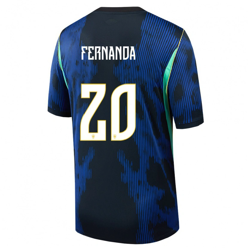 Danxen Barn Brasilien Fernanda Palermo #20 Blå Marin Gul Bortatröja Matchtröjor 26-28 Tröjor T-Tröja